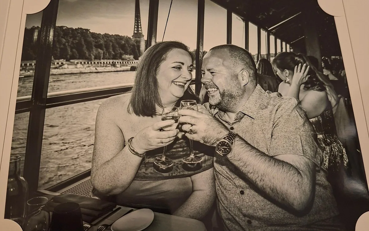 A three-course dinner served at a table on board a Seine dinner cruise in Paris